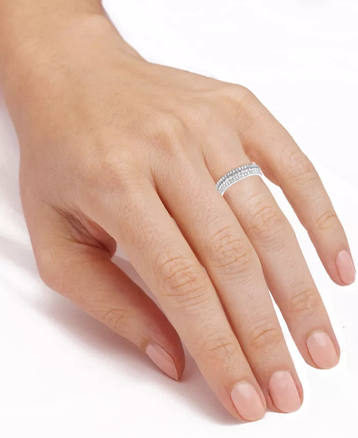 Forever Grown Diamonds Lab-Created Diamond Three-Row Band (3/4 Ct. T.w.) In Sterling Silver Or 14K Gold-Plated Sterling Silver Jewelry & Watches