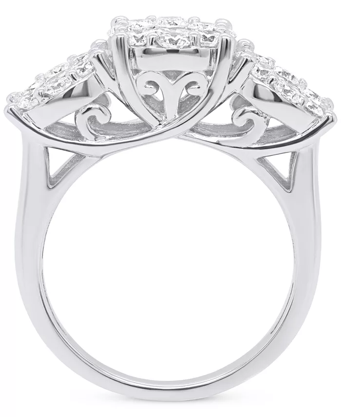 Forever Grown Diamonds Lab-Grown Diamond Three Stone Ring (2 Ct. T.w.) In Sterling Silver Or 14K Gold-Plated Sterling Silver Jewelry & Watches