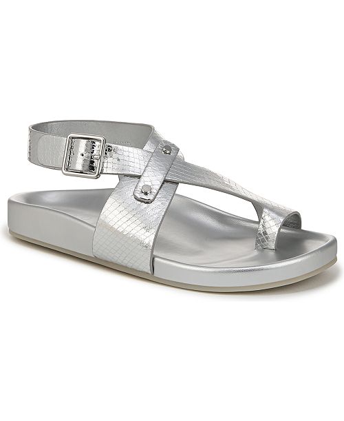 Franco Sarto Blair Toe Loop Round Toe Buckle Flat Sandals Women's Fashion Shoes & Accessories