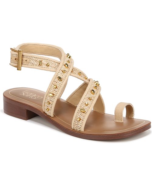 Franco Sarto Women's Ina 2 Toe Loop Ankle Strap Stacked Heel Sandals Women's Fashion Shoes & Accessories