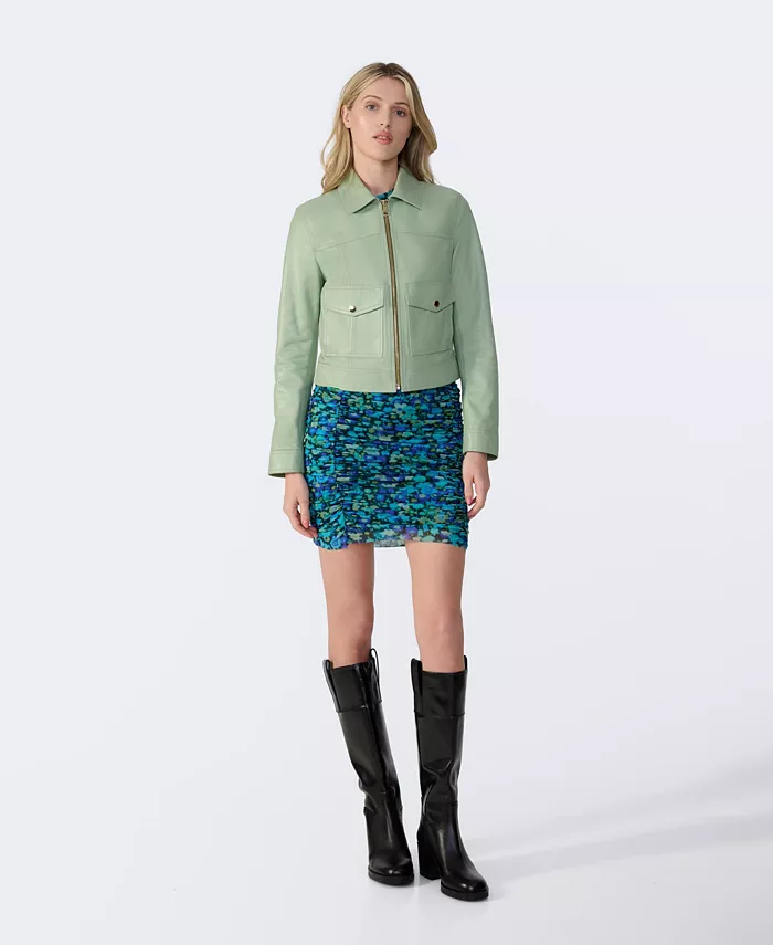 Furniq UK Women's Bomber Leather Jacket Created For Macy's Women's Fashion Shoes & Accessories