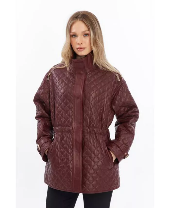 Furniq UK Women's Genuine Leather Jacket Women's Fashion Shoes & Accessories