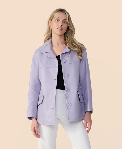 Furniq UK Women's Relaxed Leather Jacket Created for Macy's Women's Fashion Shoes & Accessories