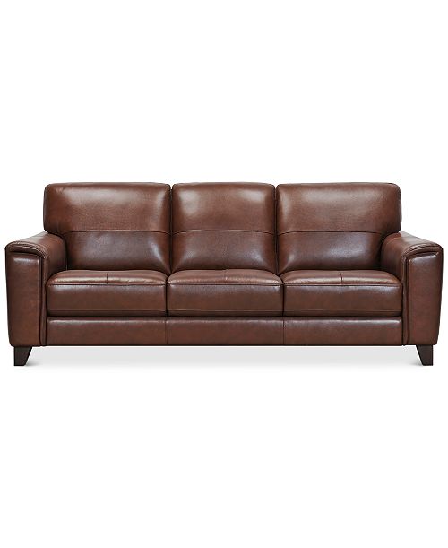 Furniture Brayna 88" Classic Leather Sofa Created for Macy's Furniture