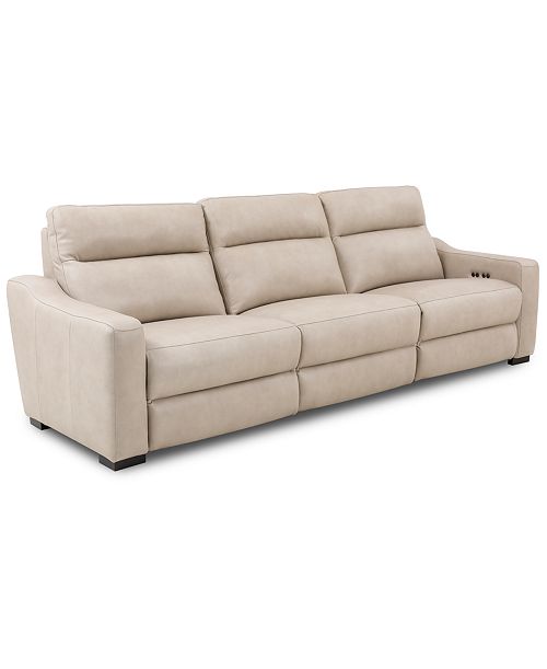Furniture Gabrine 3-Pc. Leather Sofa with 3 Power Recliners Created for Macy's Furniture