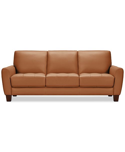 Furniture Galligher 82" Leather Sofa Created for Macy's Furniture