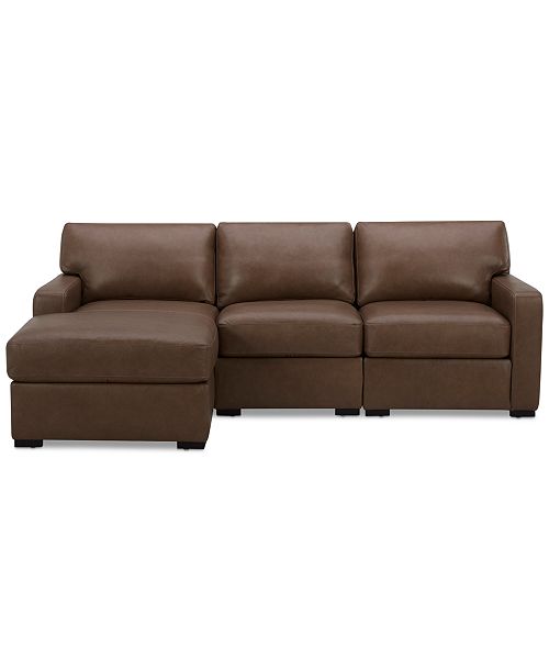 Furniture Radley 3-Pc. Leather Modular Chaise Sectional Created for Macy's Furniture