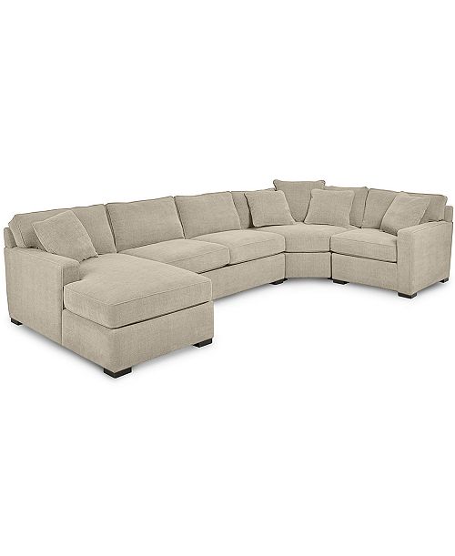 Furniture Radley 4-Pc. Fabric Chaise Sectional Sofa with Wedge Piece Created for Macy's Furniture