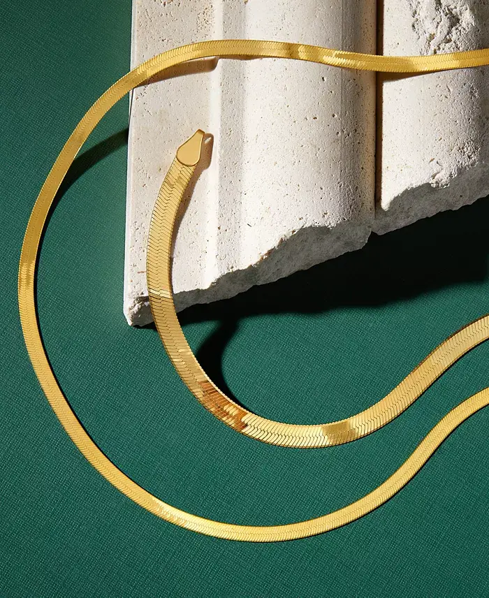 Giani Bernini Herringbone Link Chain Bracelet In 18k Gold-Plated Sterling Silver Created For Macy's Jewelry & Watches