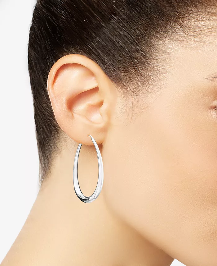 Giani Bernini Large Sterling Silver Graduated Drop Hoops 1.75" Jewelry & Watches