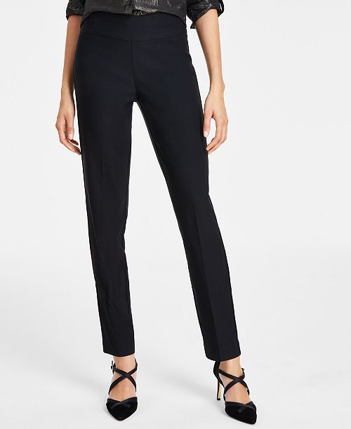 Gloria Vanderbilt Women's Tummy-Control Pull-On Slim Trousers Regular Short & Long Women's Fashion Shoes & Accessories