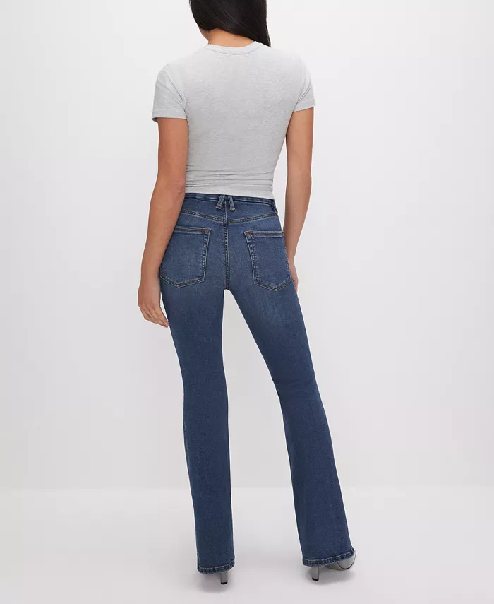Good American Petite Good Mid-Rise Flare-Leg Jeans Women's Fashion Shoes & Accessories