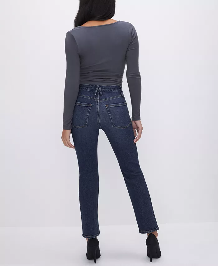 Good American Petite Good Mid-Rise Straight Jeans Women's Fashion Shoes & Accessories
