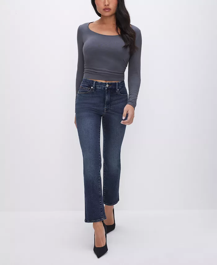 Good American Petite Good Mid-Rise Straight Jeans Women's Fashion Shoes & Accessories