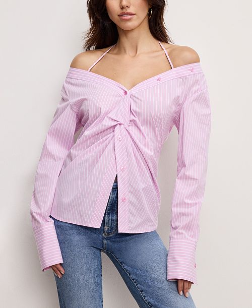 Good American Women's Off-The-Shoulder Long-Sleeve Top Women's Fashion Shoes & Accessories