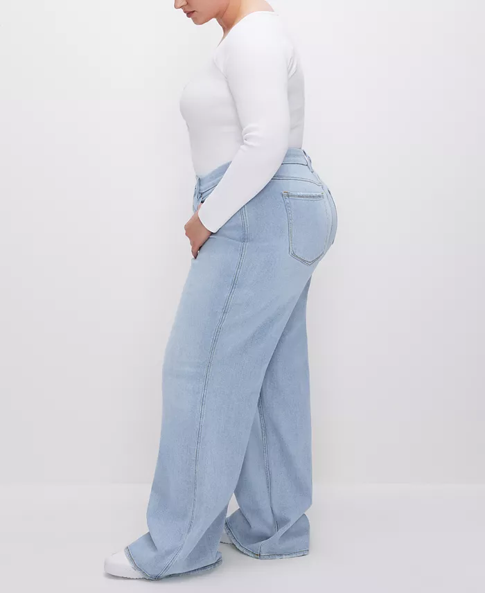 Good American Women's Skate High-Rise Wide-Leg Jeans Women's Fashion Shoes & Accessories