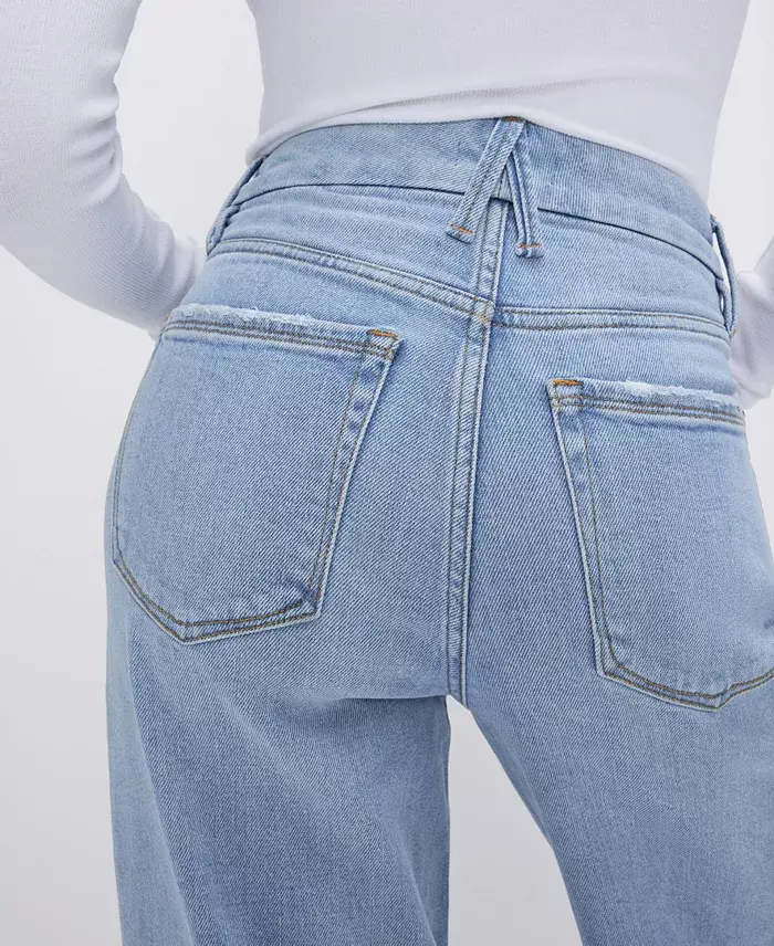 Good American Women's Skate High-Rise Wide-Leg Jeans Women's Fashion Shoes & Accessories