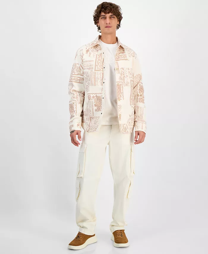 GUESS Men's Bandana-Print Shirt Jacket Men's Fashion & Accessories