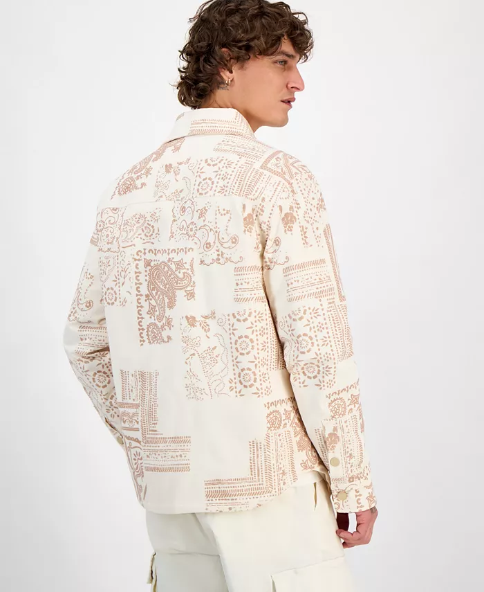 GUESS Men's Bandana-Print Shirt Jacket Men's Fashion & Accessories