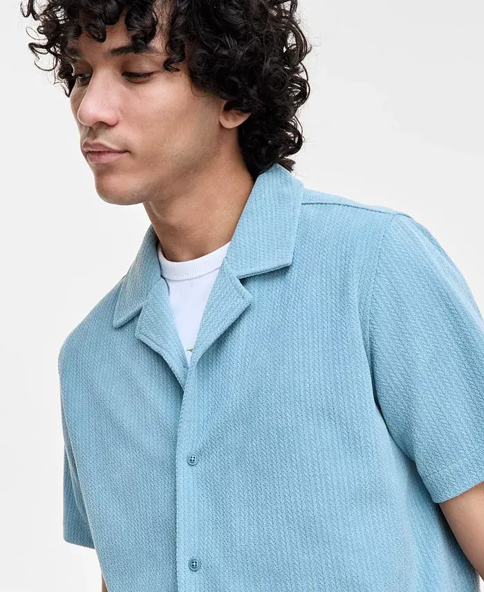 GUESS Men's Baron Textured Knit Shirt Men's Fashion & Accessories