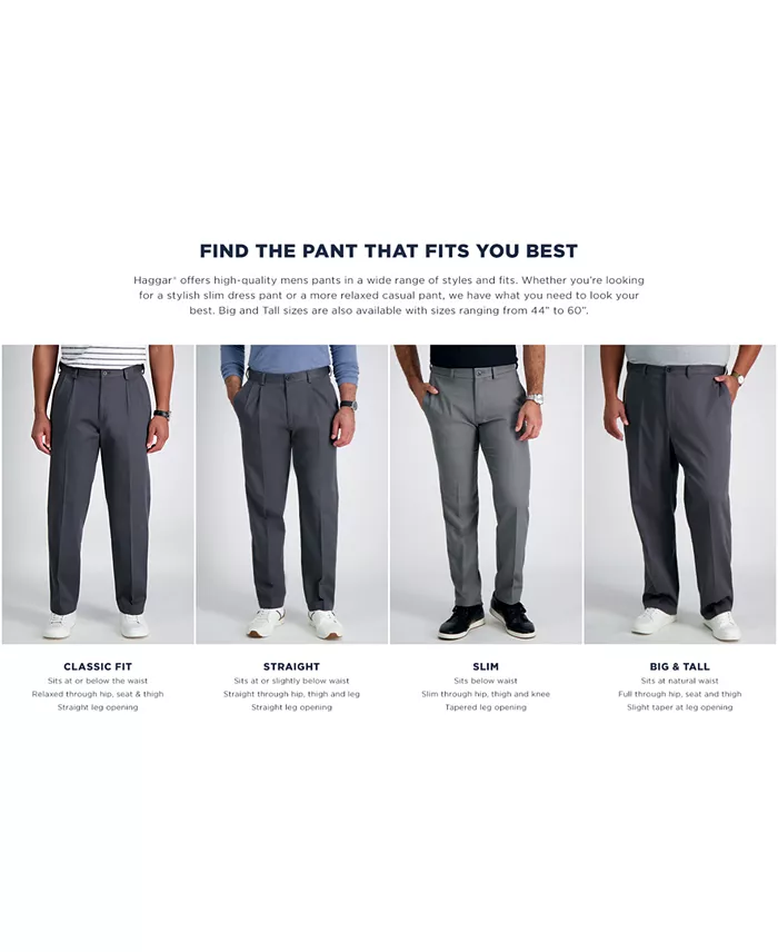Haggar JMH Men's 4-Way Stretch Classic Fit Flat Front Dress Pant Men's Fashion & Accessories