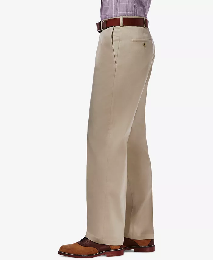 Haggar Men's Premium No Iron Khaki Classic Fit Flat Front Hidden Expandable Waist Pant Men's Fashion & Accessories