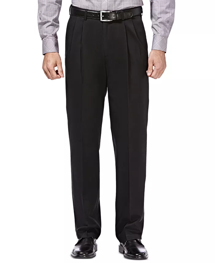 Haggar Men's Premium No Iron Khaki Classic Fit Pleat Hidden Expandable Waist Pants Men's Fashion & Accessories