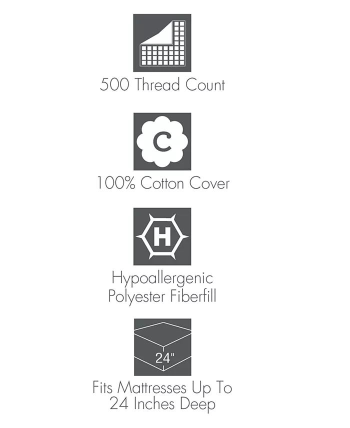 Hotel Collection 500 Thread Count Cotton Hypoallergenic Down Alternative Fill Extra Deep Mattress Pad Twin Exclusively At Macy’s Bed & Bath
