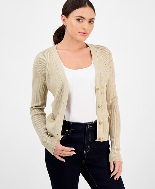 I.N.C. International Concepts Petite Button-Front V-Neck Cardigan Exclusively at Macy's Women's Fashion Shoes & Accessories