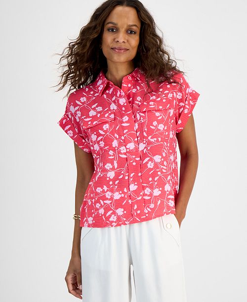 I.N.C. International Concepts Petite Cap-Sleeve Top Exclusively at Macy's Women's Fashion Shoes & Accessories