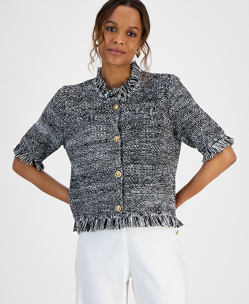 I.N.C. International Concepts Petite Short-Sleeve Cardigan Exclusively at Macy's Women's Fashion Shoes & Accessories