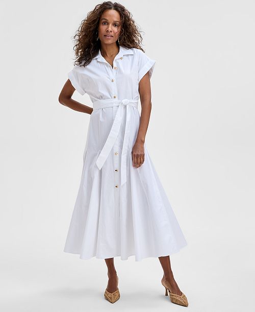 I.N.C. International Concepts Women's Cotton Maxi Shirtdress Exclusively At Macy's Women's Fashion Shoes & Accessories