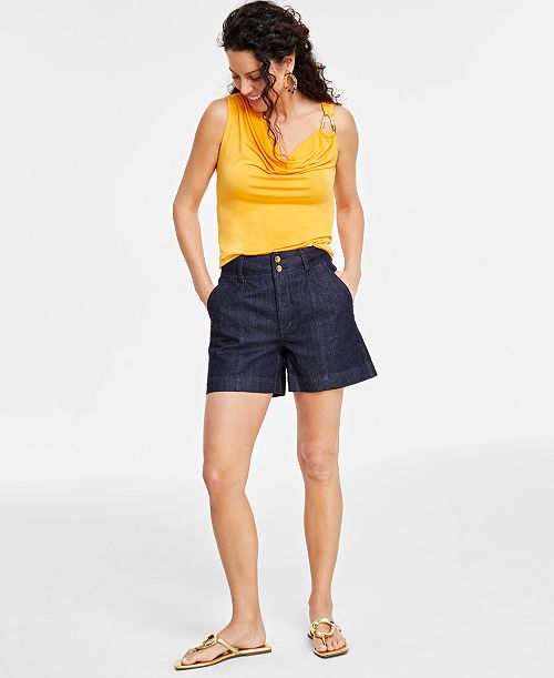 I.N.C. International Concepts Women's High-Rise Denim Shorts Created for Macy's Women's Fashion Shoes & Accessories