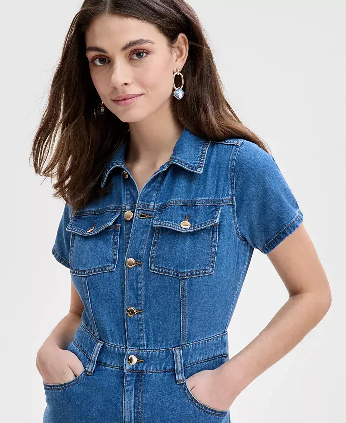I.N.C. International Concepts Women's Liquid Denim Jumpsuit Exclusively At Macy's Women's Fashion Shoes & Accessories