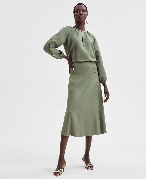 I.N.C. International Concepts Women's Side Button Skirt Exclusively at Macy's Women's Fashion Shoes & Accessories