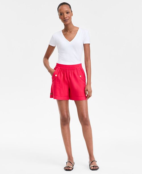 I.N.C. International Concepts Women's Side-Pocket Tab-Hem Shorts Exclusively at Macy's Women's Fashion Shoes & Accessories