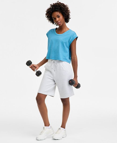 ID Ideology Women's Cotton-Blend Pull-On Bermuda Shorts Exclusively At Macy's Women's Fashion Shoes & Accessories