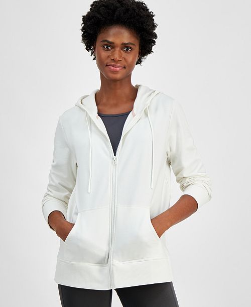 ID Ideology Women's Relaxed Zip-Front Long-Sleeve Fleece Hoodie Created For Macy's Women's Fashion Shoes & Accessories