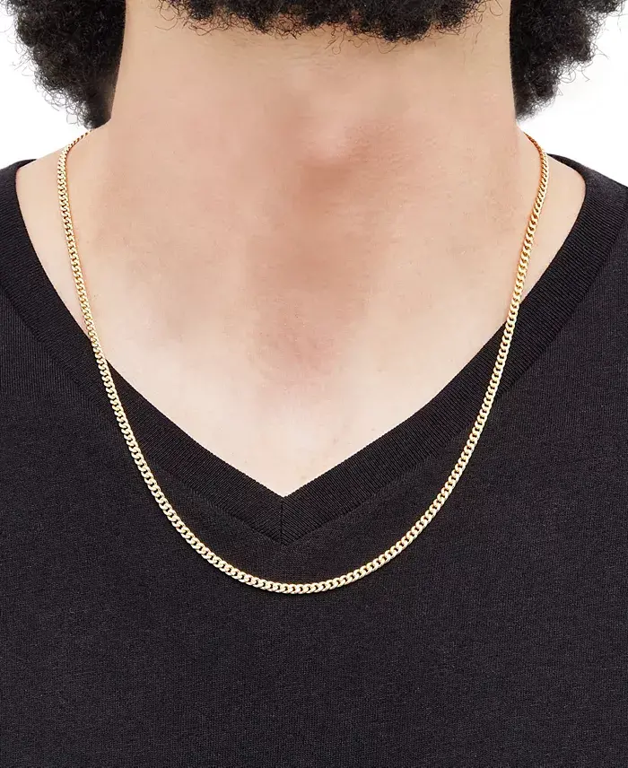 Italian Gold Miami Cuban Link 22" Chain Necklace (3mm) In 14k Gold Jewelry & Watches