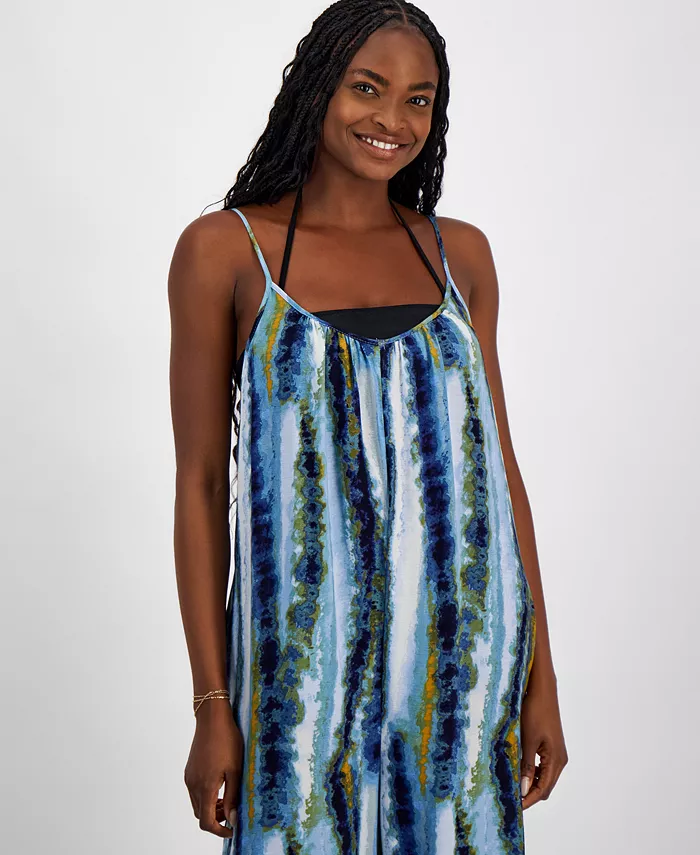 J Valdi Women's Scoop-Neck Swim Cover-Up Jumpsuit Women's Fashion Shoes & Accessories