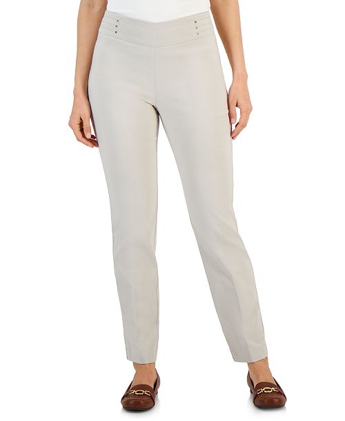 JM Collection Petite Studded-Rivet Straight-Leg Pants Petite & Petite Short Created for Macy's Women's Fashion Shoes & Accessories