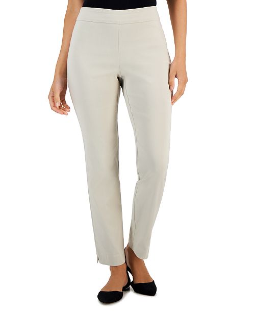 JM Collection Petite Tummy-Control Cambridge Stretch Slim-Leg Pants Created For Macy's Women's Fashion Shoes & Accessories