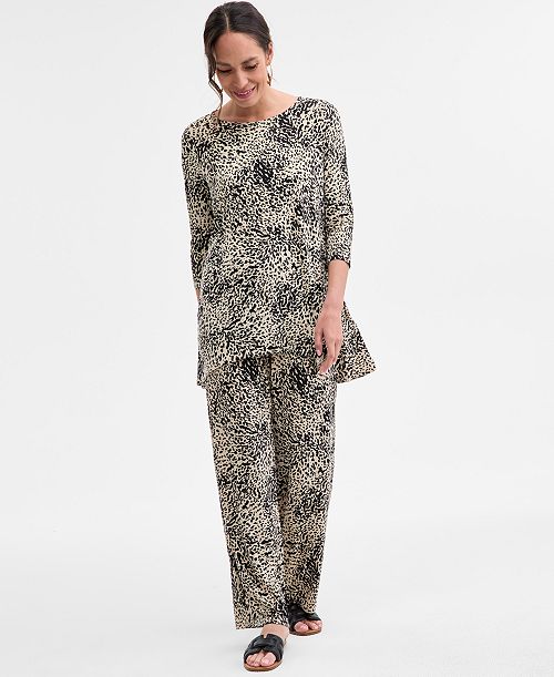JM Collection Printed Tunic Top & Printed Pull-On Pants Exclusively At Macy's Women's Fashion Shoes & Accessories