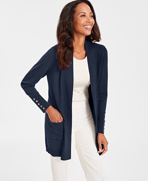 JM Collection Women's Button-Sleeve Flyaway Cardigan Exclusively At Macy's Women's Fashion Shoes & Accessories