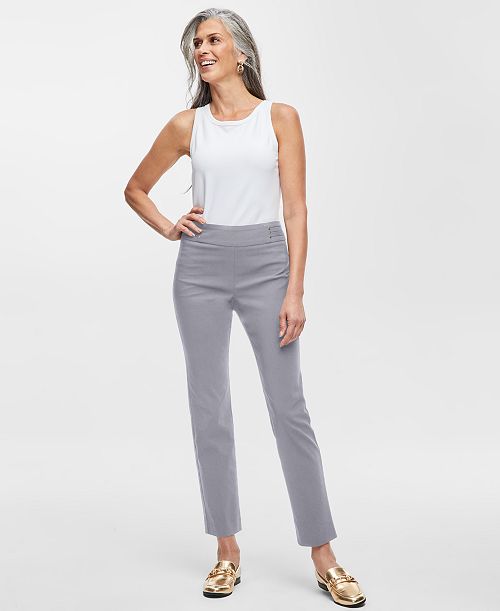 JM Collection Women's Studded-Rivet Pull-On Pants Regular & Short Lengths Created For Macy's Women's Fashion Shoes & Accessories