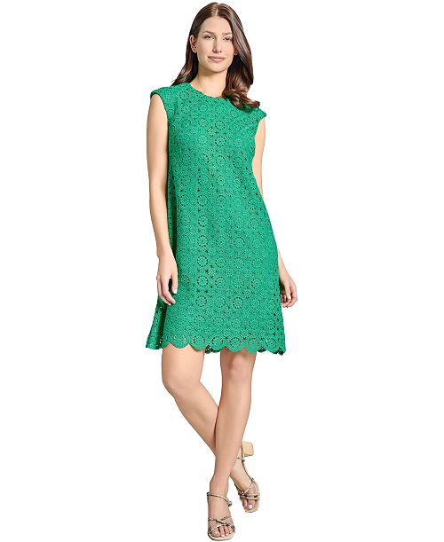 Jones New York Women's Medallion Lace Swing Knee Length Dress Women's Fashion Shoes & Accessories