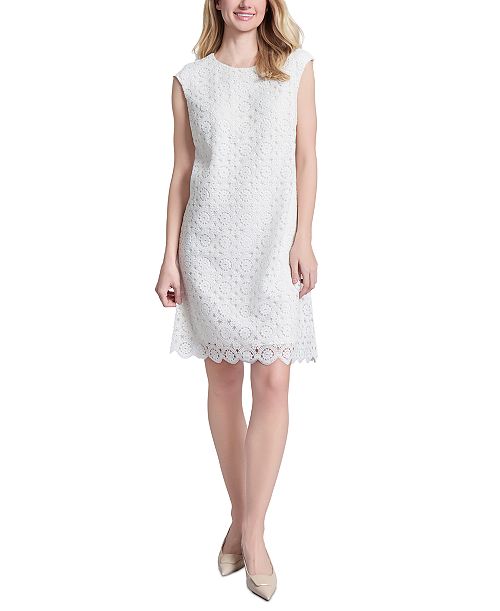 Jones New York Women's Medallion Lace Swing Knee Length Dress Women's Fashion Shoes & Accessories