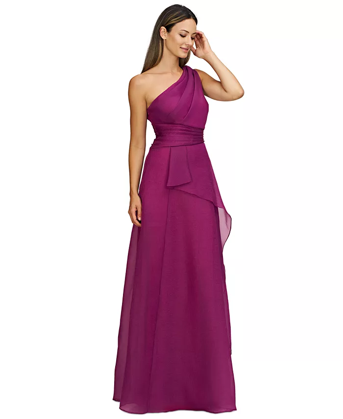JS Collections Women's Seraphina Organza One-Shoulder Evening Gown Women's Fashion Shoes & Accessories