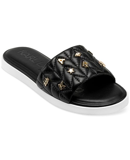 KARL LAGERFELD PARIS Women's Carenza Studded Slide Sandals Women's Fashion Shoes & Accessories