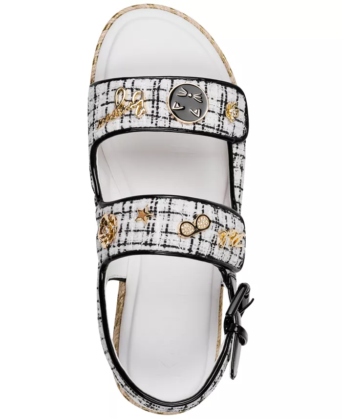 KARL LAGERFELD PARIS Women's Charlay Almond Toe Flat Sandals Women's Fashion Shoes & Accessories